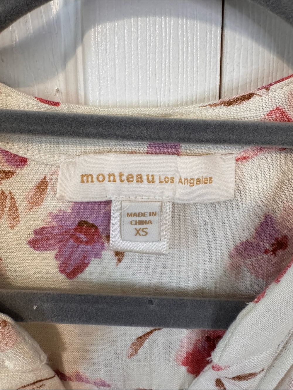 Monteau Cream Maxi Belted Dress with Pink Salmon Lavender Floral Print Size XS - Picture 6 of 13